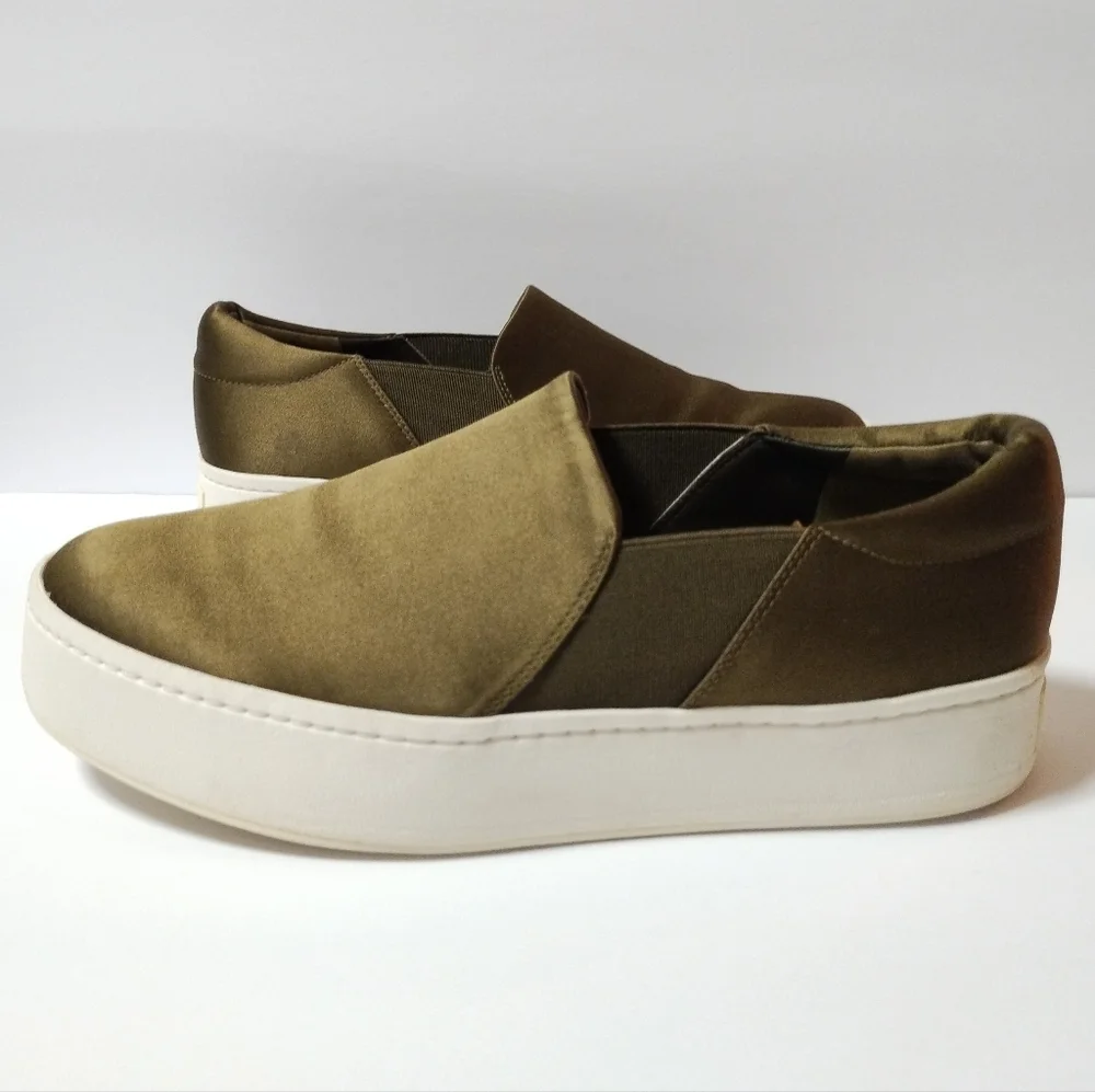 Vince Olive Green Slip-On Platform Sneakers
